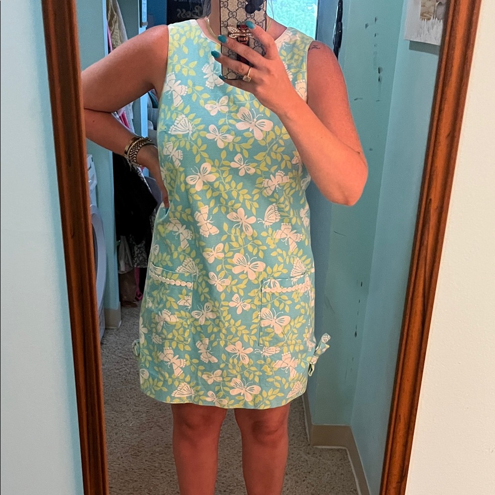 Lilly Pulitzer Floral Mini Dress - Green and White